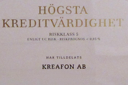 diplom högsta kreditvärdighet